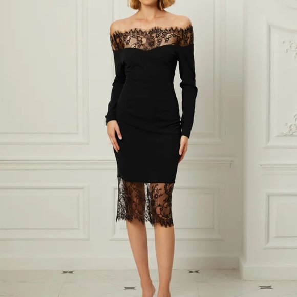 KOANDAILY Dresses Boat Neck Regular Fit Black Dress Nwt Poshmark